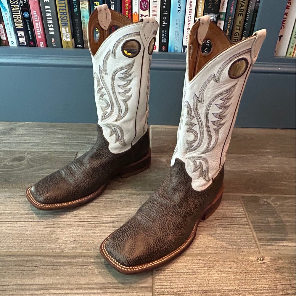 Justin Mens Bent Rail BR Cowboy Boots Mens 8.5D Brown Cream Western Made in USA